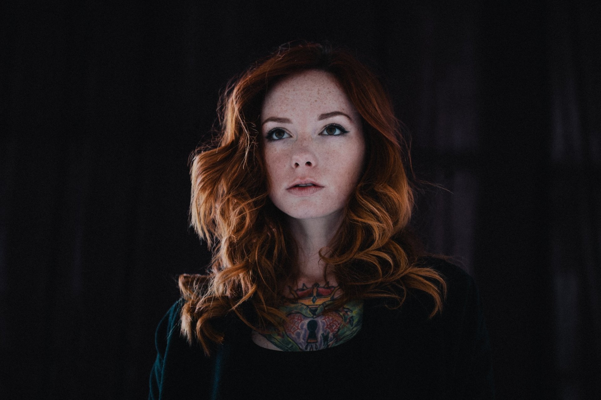 hattie watson model red tattoos freckle