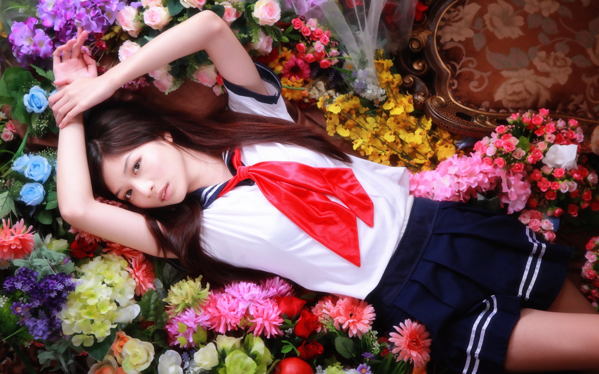 girl asian flower