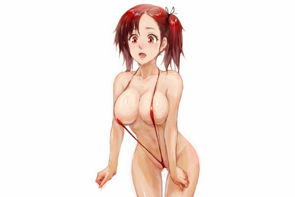 Girl with huge tits in anime style