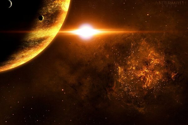 Explosión de una estrella en el espacio ardiente