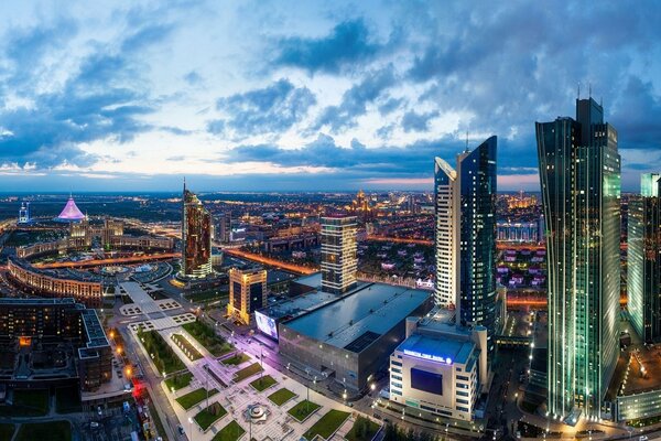 Panoramic image of morning Kazakhstan