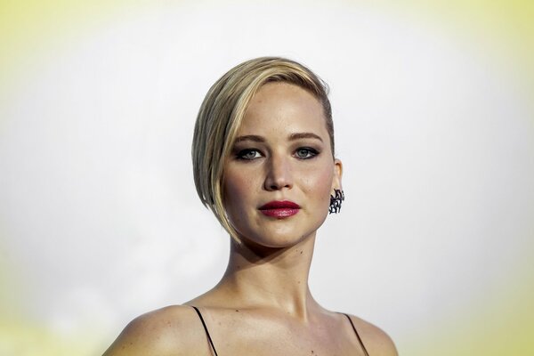 Portrait of Jennifer Lawrence on a white background