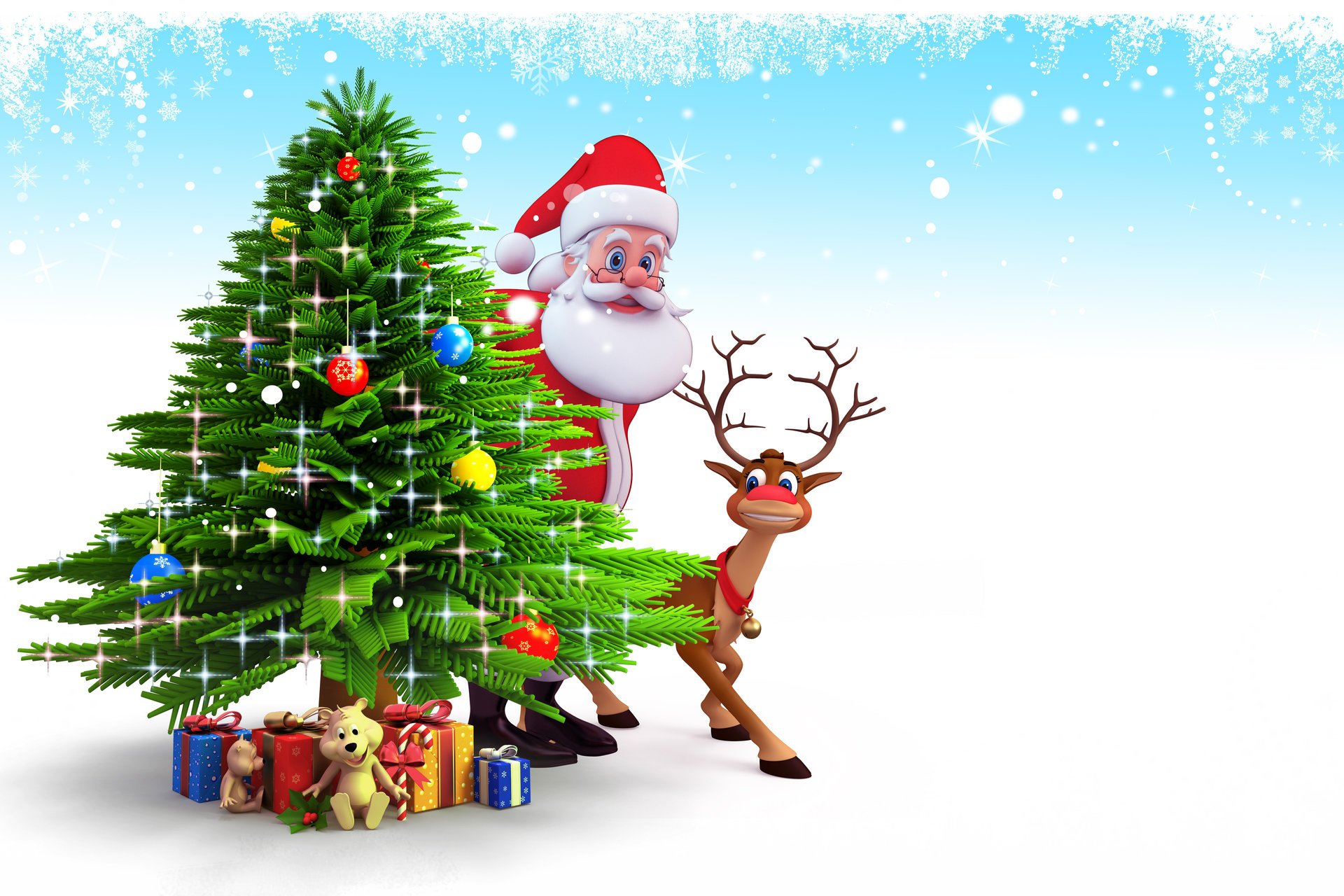 anta claus natale 3d reindeer regali anno nuovo neve natale albero di natale