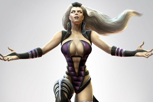 Sindel de martal Kombat sur fond blanc