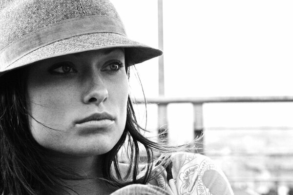 Actrice Olivia Wilde noir et blanc photo