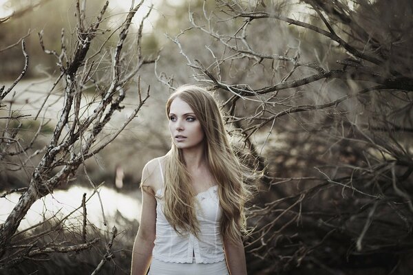 A girl with a striking languid look