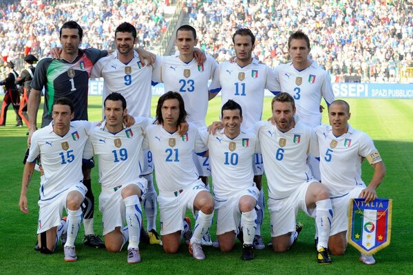 Équipe nationale de football sur le terrain