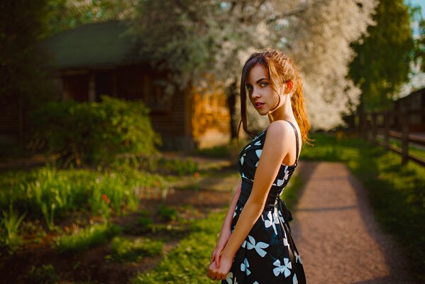 A girl against the background of nature