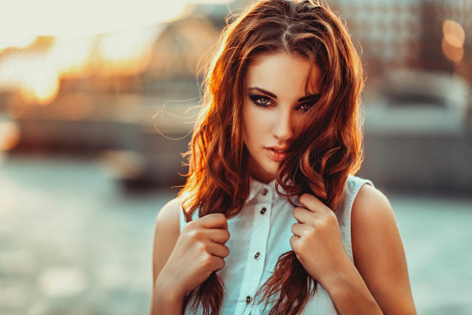 portrait background grain view red hair george chernyad ev