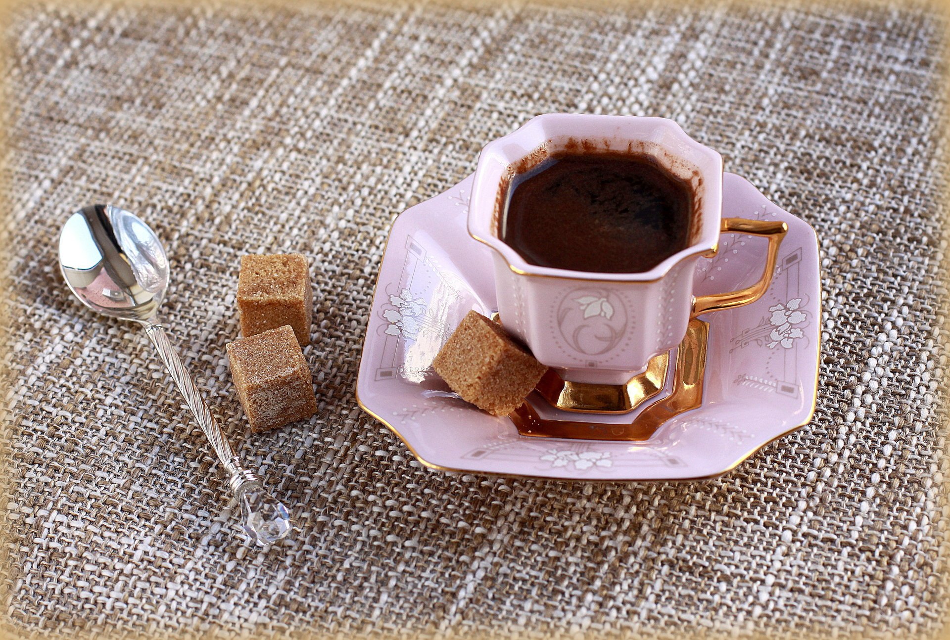 kaffee porzellan zucker löffel rose tasse stillleben