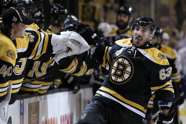 Celebrating a victory in a hockey match