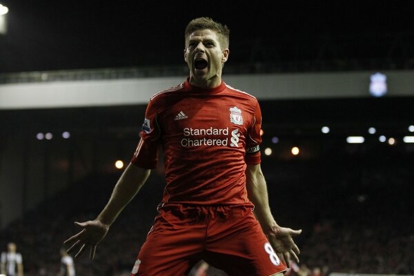 Le tout-puissant Stephen Gerrard en Angleterre. Premier League de football. Liverpool barclays