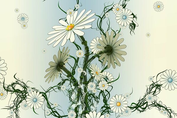 Daisies are drawn in the anime style