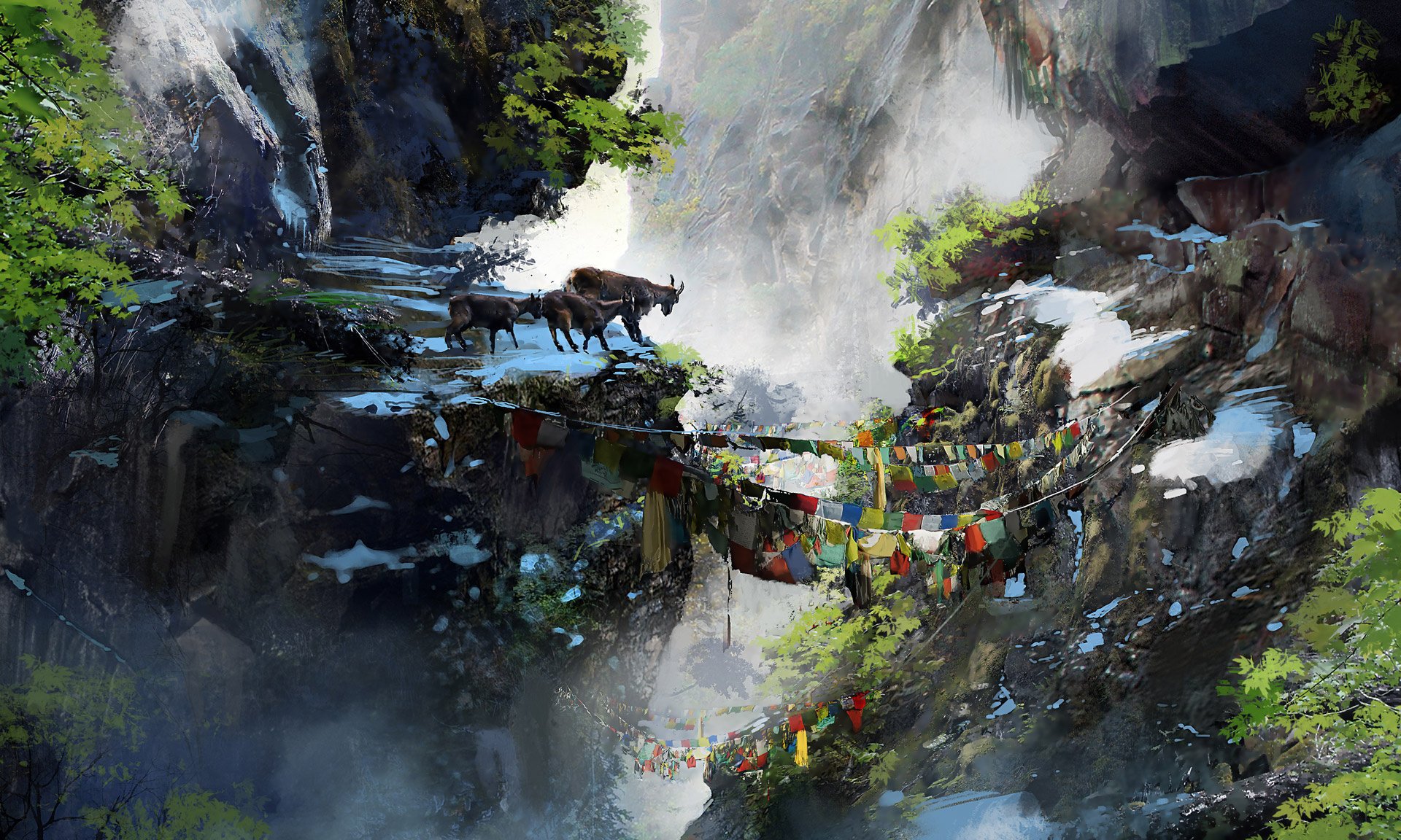 farcry 4 arte capre gioco bandiere montagne