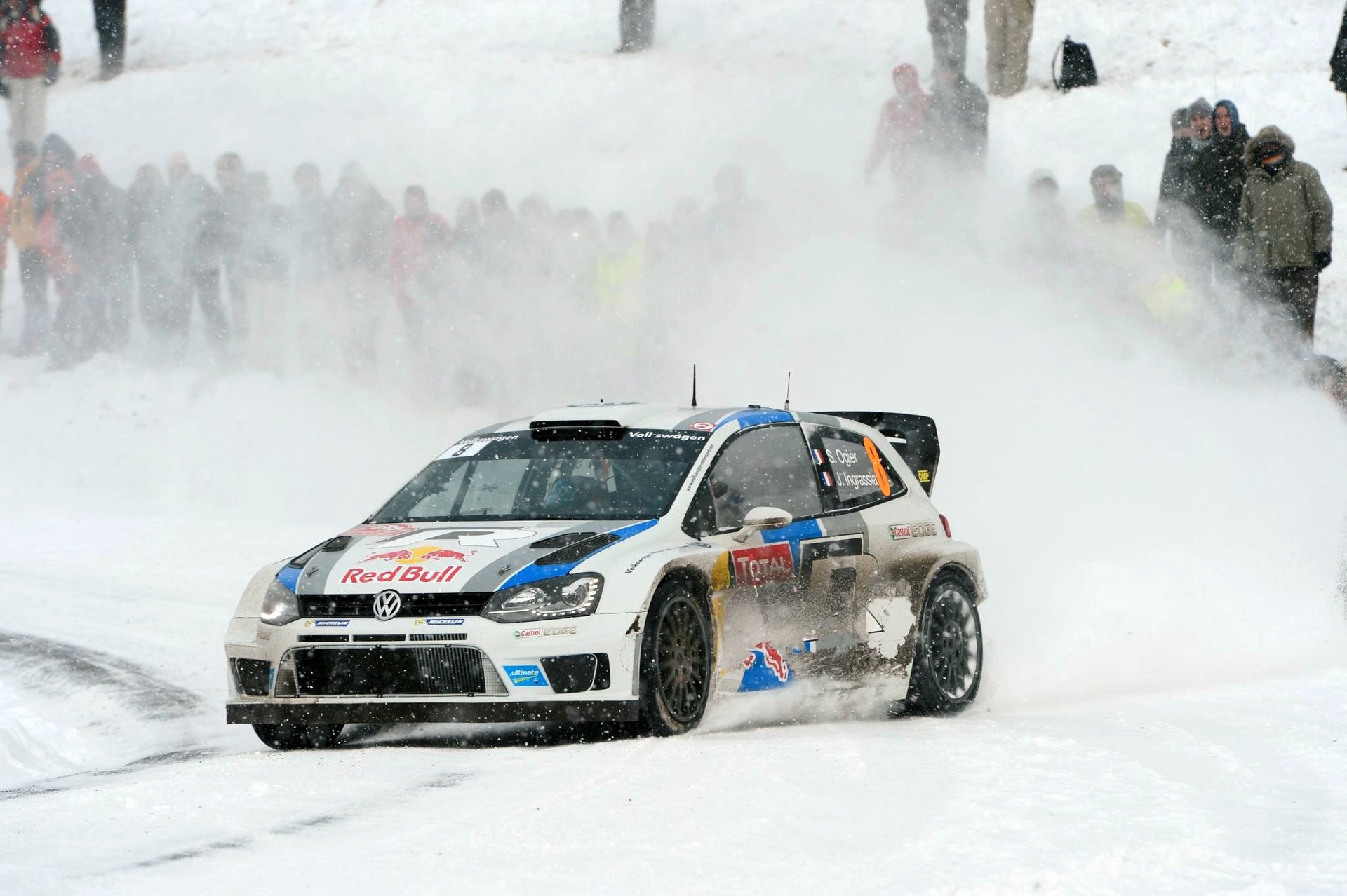 спорт машина wrc ралли volkswagen polo rally зима снег