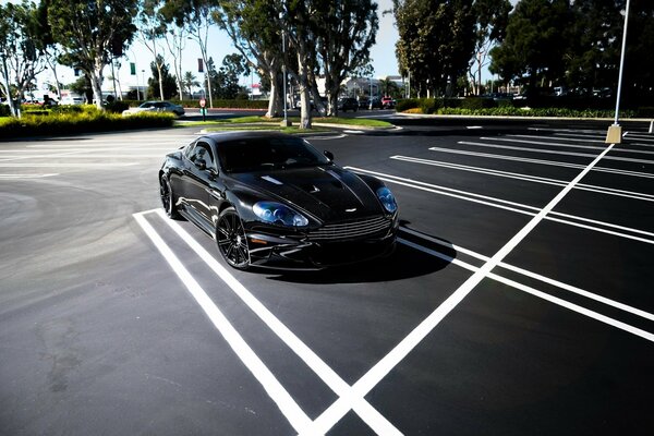 Cool black car in the parking lot