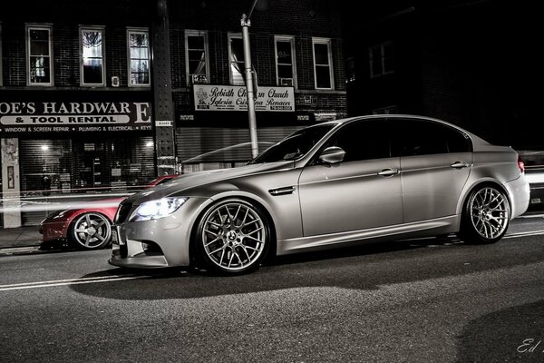 Bmw black on the streets of the city