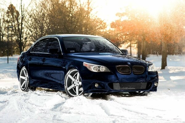 Bmw understated in the winter countryside