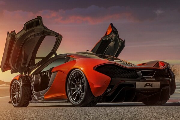 Orange McLaren with open doors