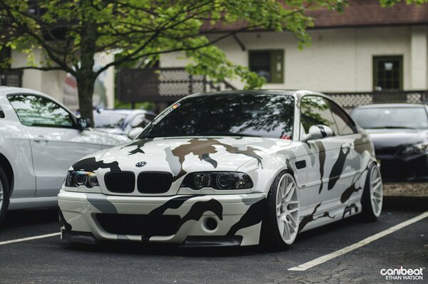 BMW tuning car for birch camouflage