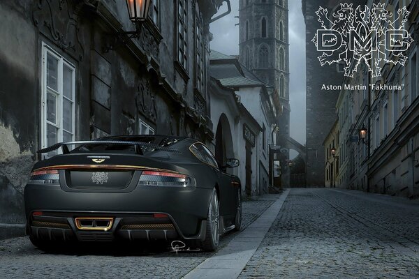 Aston Martin supercar in the lane