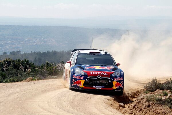 Sporty Citroen with a skid in the dust