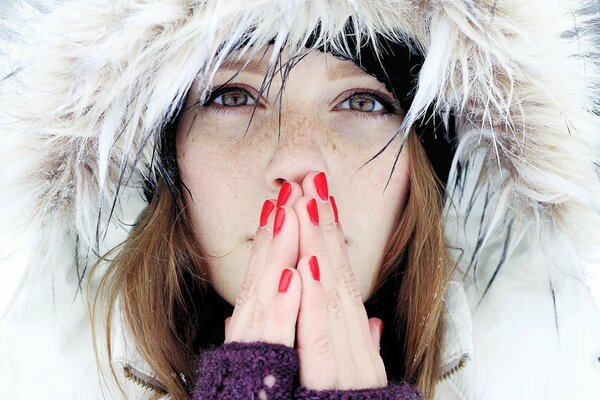 Branded red nails