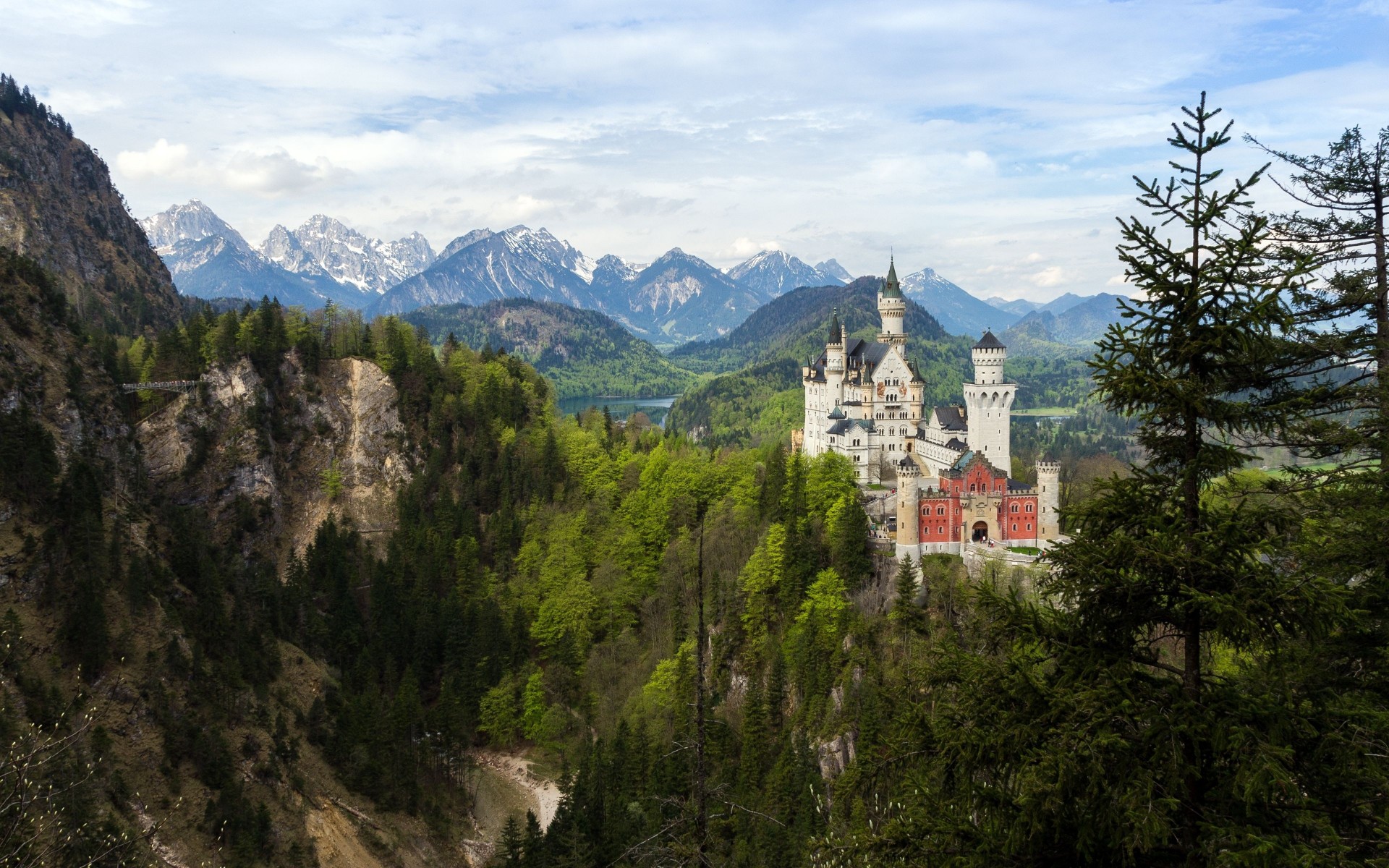 landscape trees forest bavaria germany renovation neuschwanstein castle mountain