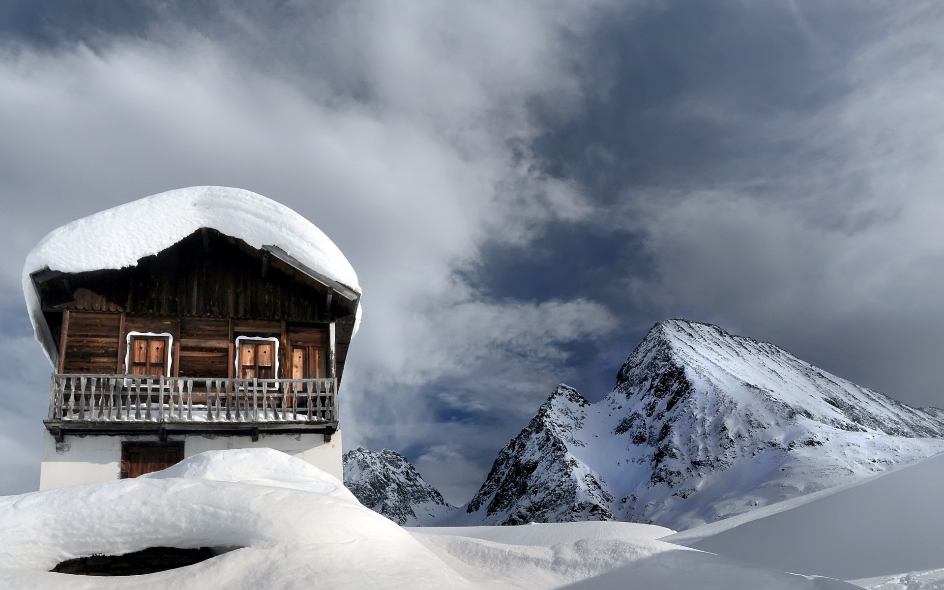 peak mountain snow house