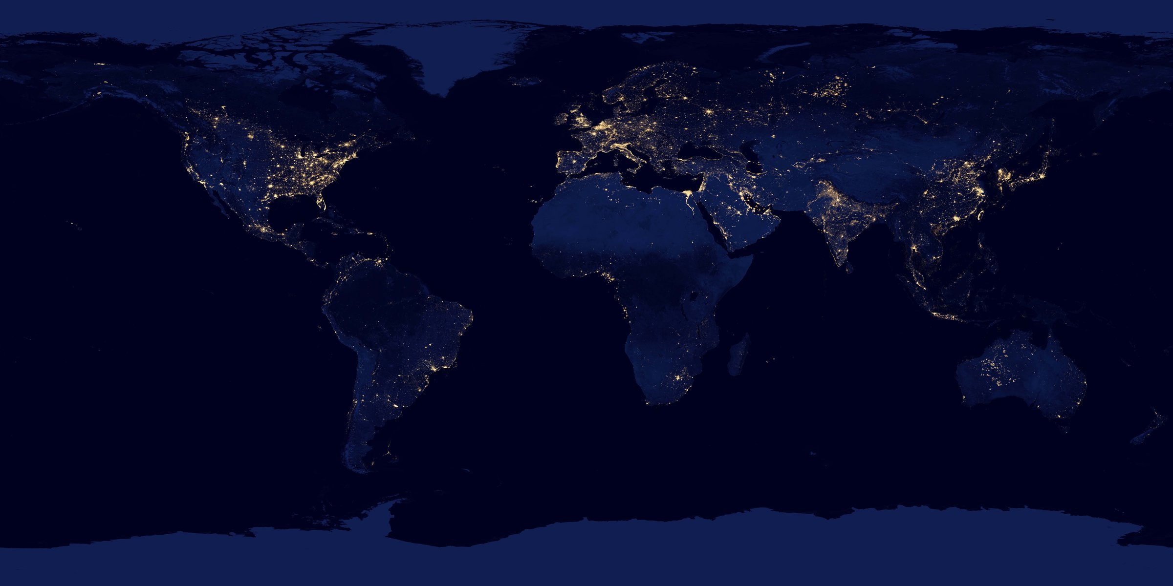 espace nasa planète terre nuit carte continents lumières lumière nasa goddard space flight center