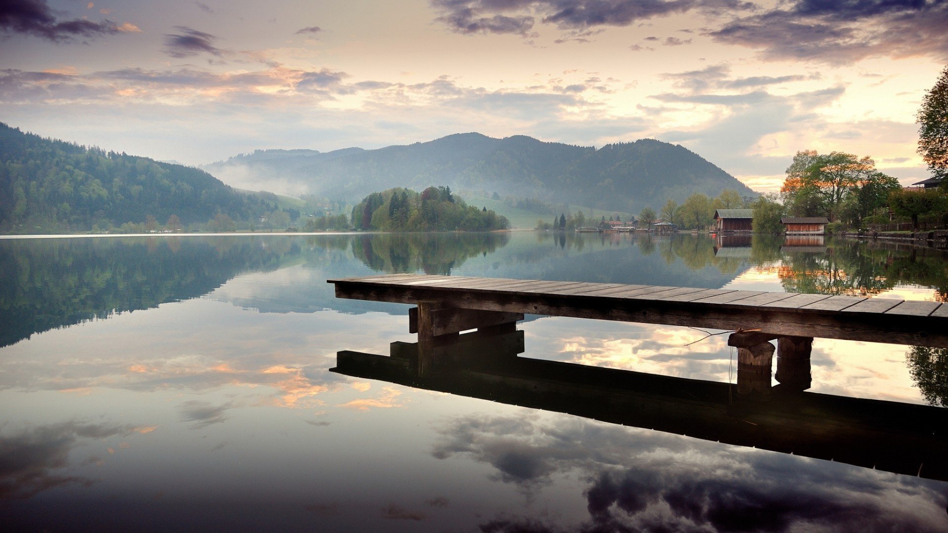 lake mountains mirror surface