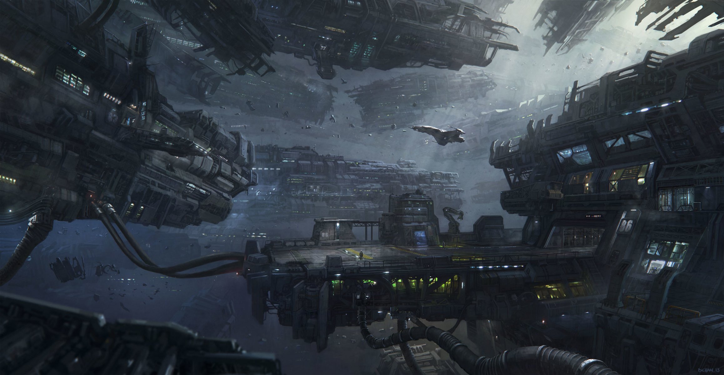 art kosmos statki stacja star citizen