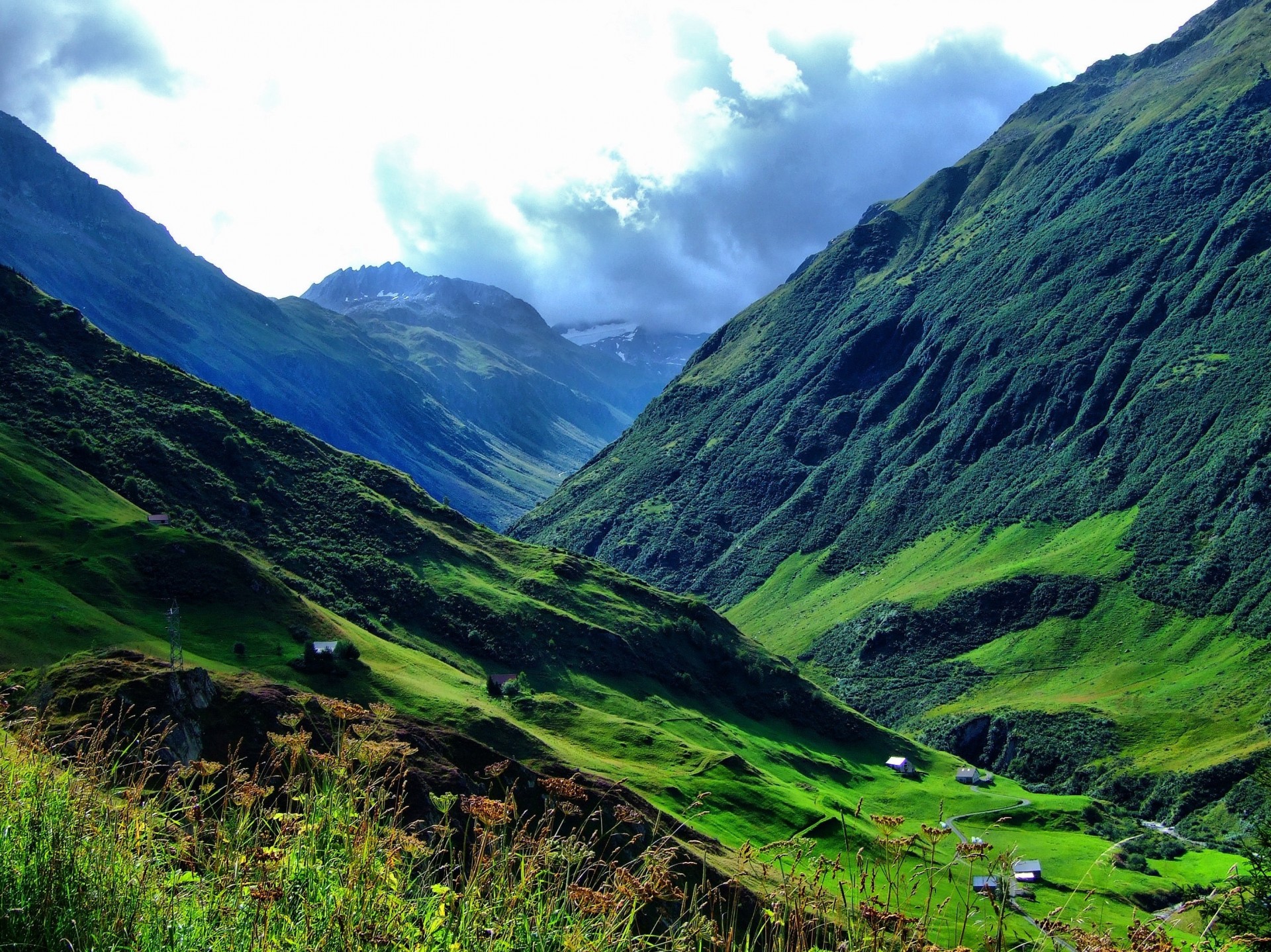 view from the top mountain landscape switzerland house