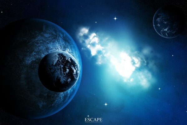 Il satellite abitabile del pianeta gigante si riflette nella nebulosa Gallo