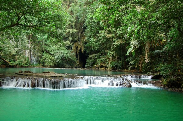 Paysage de jungle et cascade en Thaïlande