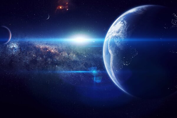 Планета земля на фоне космоса в пространстве обои