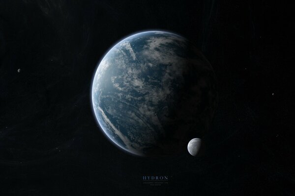 Hidron planet and its satellite on the background of dark infinity