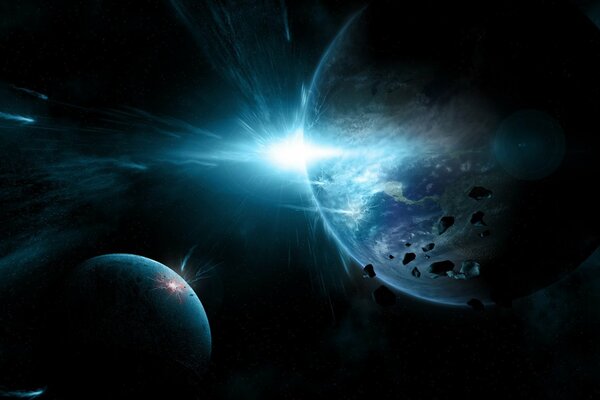 Beautiful wallpaper space view of planets and stars