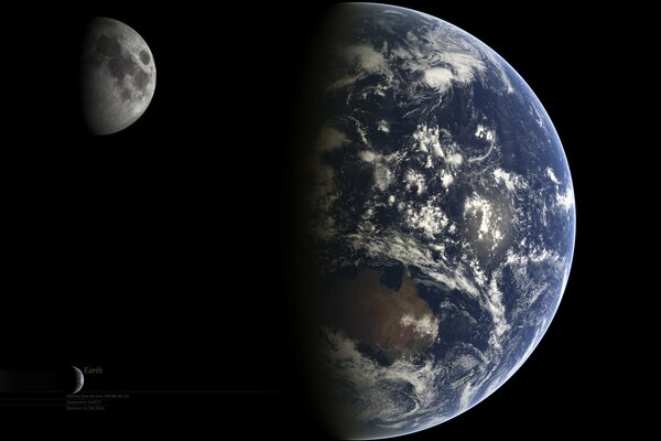 La Luna y la mitad de la Tierra en el espacio