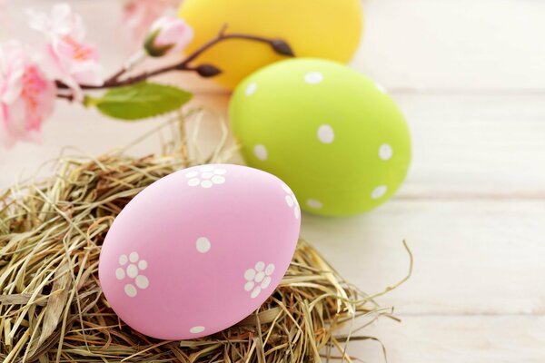 Pink and green Easter eggs