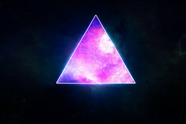 A bright space triangle on a black background