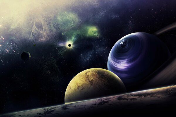 Arte del pianeta nello spazio sullo sfondo della nebulosa