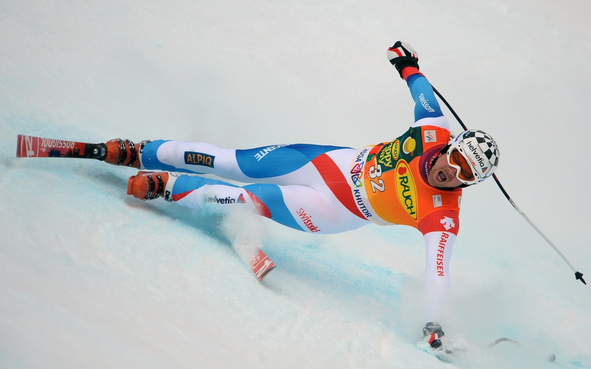 upadek narciarz śnieg sport bombowiec