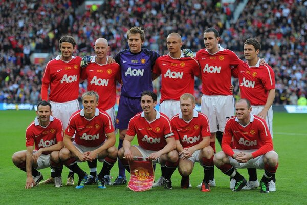 Sur la photo, les Champions de football de Manchester United