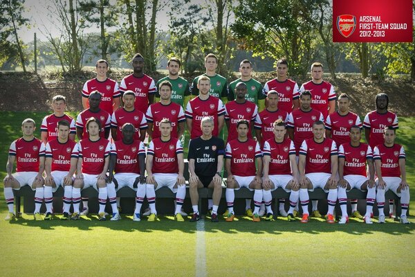 Squadra di calcio dell Arsenal sul campo