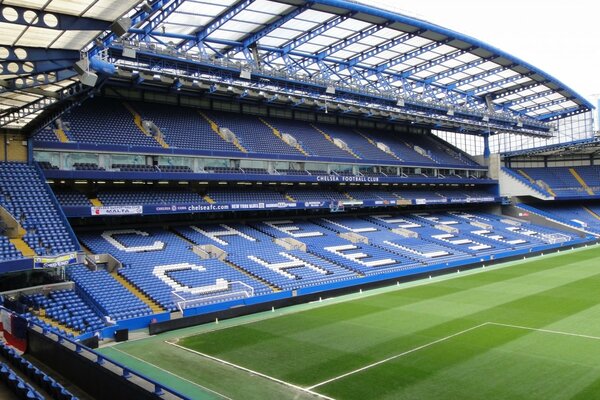 Stamford Bridge Stadium with Chelsea logo