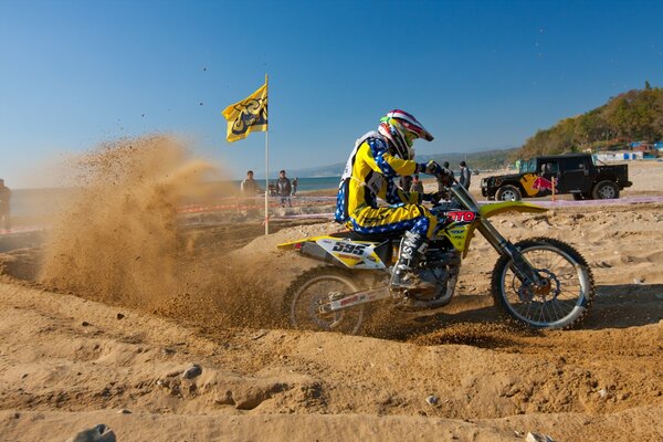 Motorcycle racing in the sand mountains