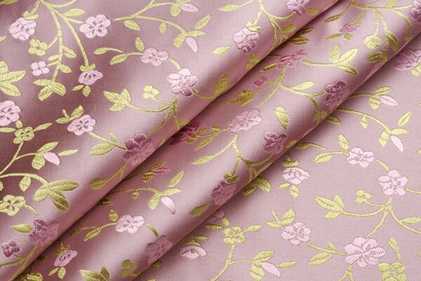 Textured satin fabric with floral pattern