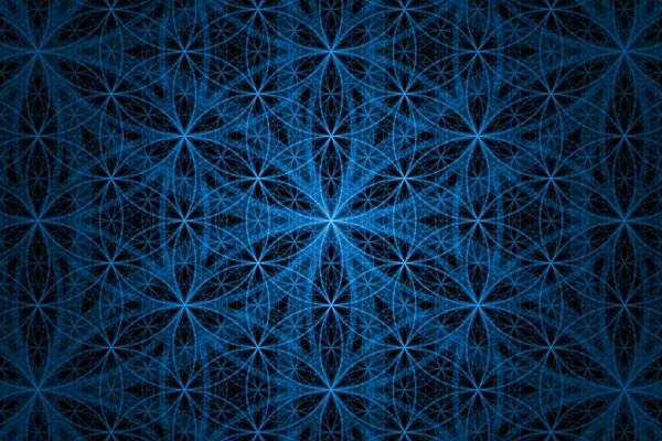 Patterns. Blue mandala on a black background