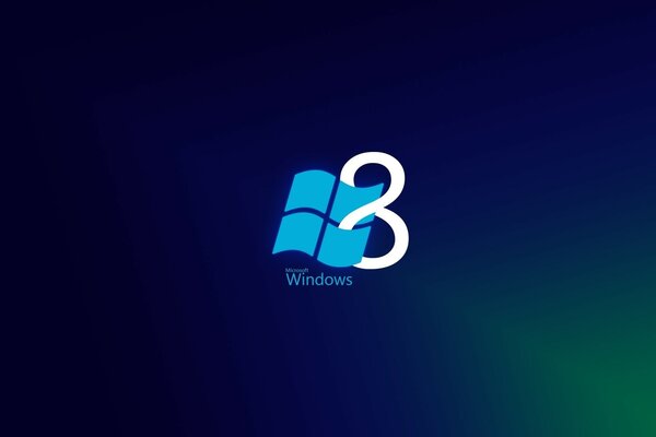 Niebieski emblemat windows 8 na ciemnym tle